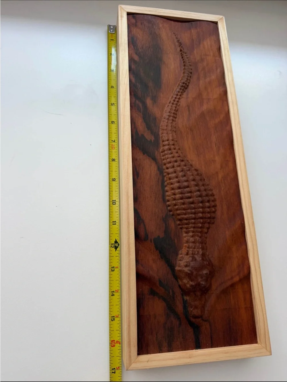 Custom Carved Brown Wood Alligator Wall Art